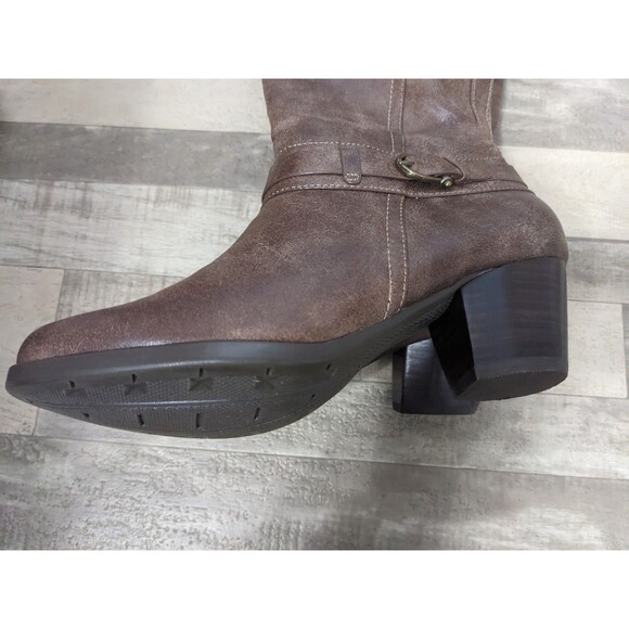 BareTraps Boots Womens 8 M Tall Side Zip Brown Faux Leather Boot Small Heel - Picture 2 of 11